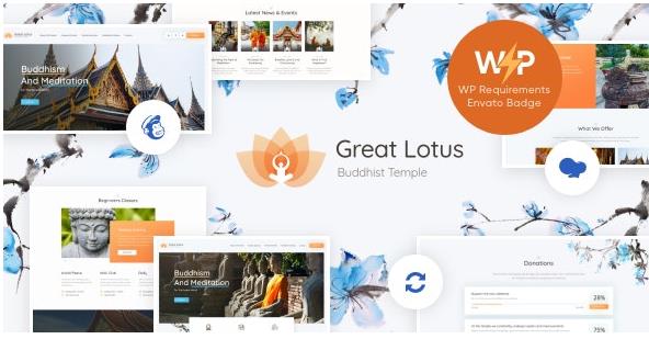 Great Lotus v1.3.1 – 东方佛教寺庙WordPress主题插图