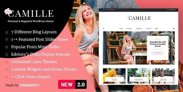 Camille v2.2 – 个人和杂志WordPress主题插图