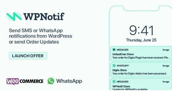 WPNotif v2.2.0.10汉化破解版– WordPress SMS和WhatsApp消息通知插图