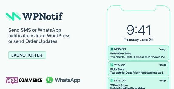 WPNotif v2.2.0.12破解版– WordPress SMS和WhatsApp消息通知插图