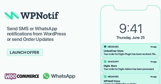 WPNotif v2.2.0.14破解版– WordPress SMS和WhatsApp消息通知插图
