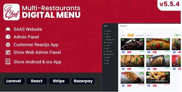 Chef v8.0 –多餐厅Saas –较少联系数字菜单管理面板– React Native App插图