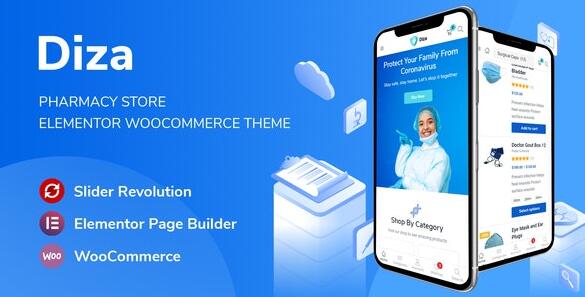 Diza v1.2.5 –药店Elementor WooCommerce主题插图