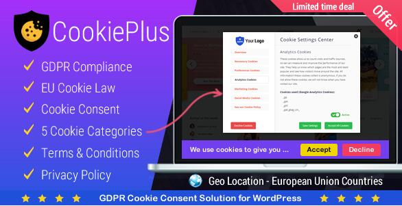 Cookie Plus GDPR v1.6.1 –适用于WordPress的GDPR Cookie同意解决方案插图