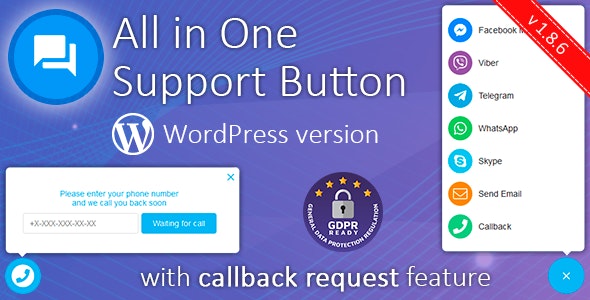 All in One Support Button v2.2.7免激活版（已汉化） - WordPress按钮插件插图