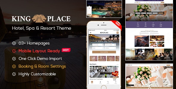 KingPlace v1.2.10破解版–WordPress酒店预订，水疗和度假主题插图