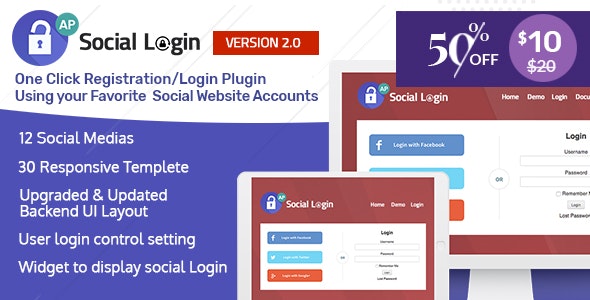 AccessPress Social Login v2.2.1 - WordPress社交登录插件插图