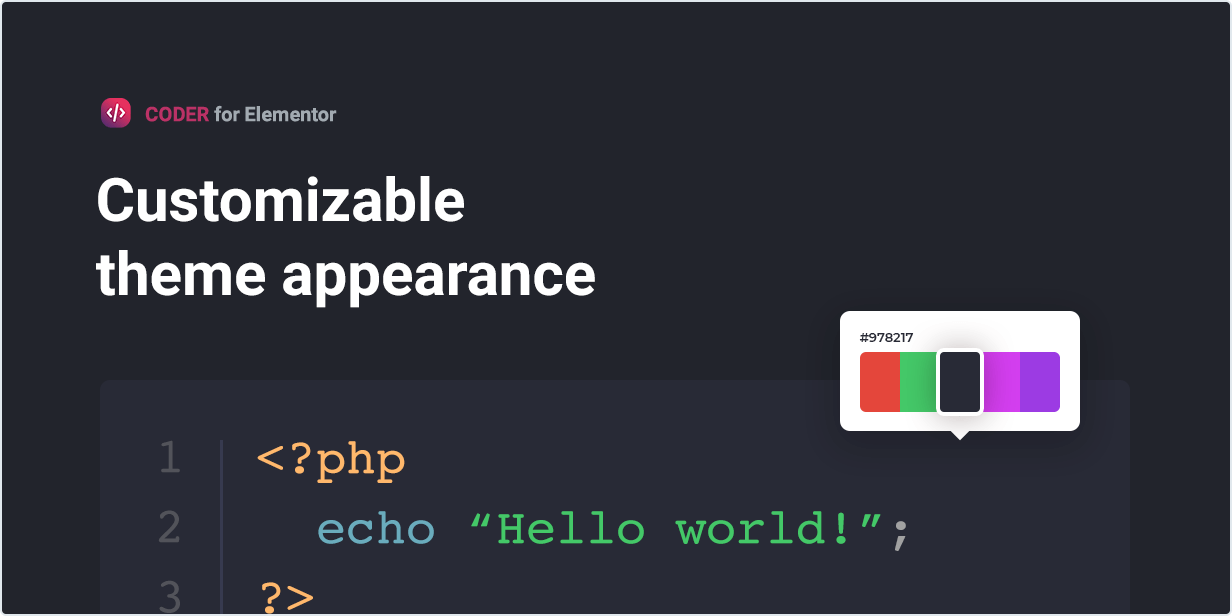 Coder v1.0.9 - Elementor语法突出显示插件插图