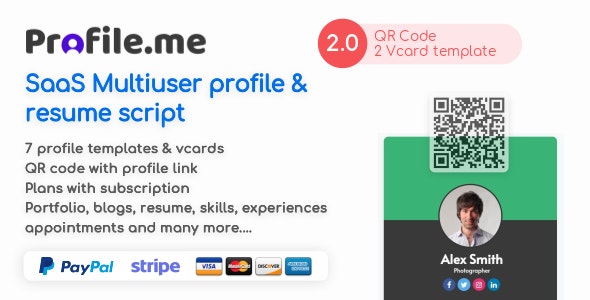 Profile.me v2.2破解版– Saas多用户配置文件简历和Vcard脚本插图