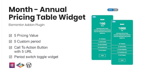 Month v1.2.3 – Elementor的年度定价表插件插图