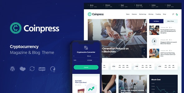 Coinpress v1.0.10 – WordPress ICO加密货币杂志和博客主题插图