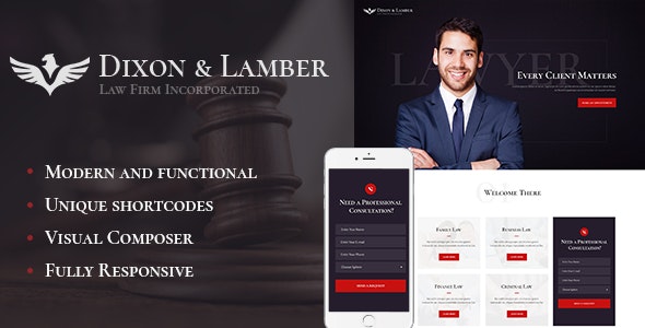 Dixon & Lamber v1.2.1 – WordPress律师事务所主题插图