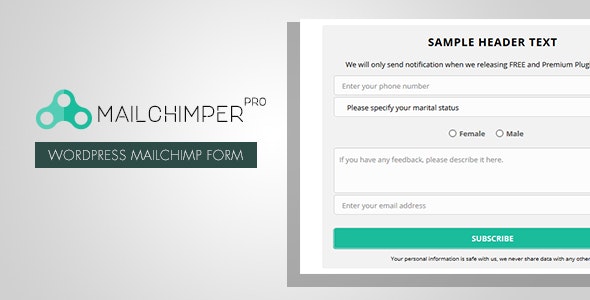 MailChimper Pro v1.8.3.4 – WordPress MailChimp注册表单插件插图