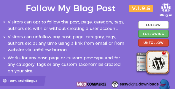 Follow My Blog Post v2.3.5 – WordPress WooCommerce插件插图