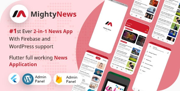 MightyNews v10 – Flutter 2.0新闻应用程序，带有WordPress + Firebase后端插图