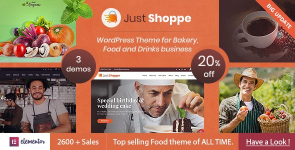 Justshoppe v12.1 – Elementor Cake, Bakery & Food WordPress插图