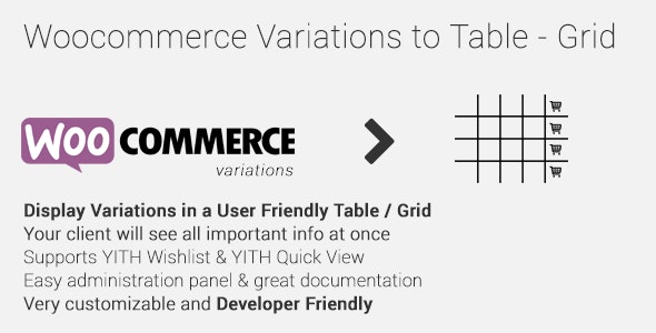 Woocommerce Variations to Table – Grid v1.5.0（已汉化）插图