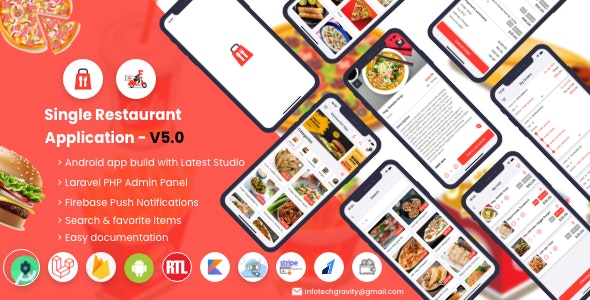 Single Restaurant v9.3 – 带有 Laravel 管理面板的 Android 用户和送货员应用程序插图