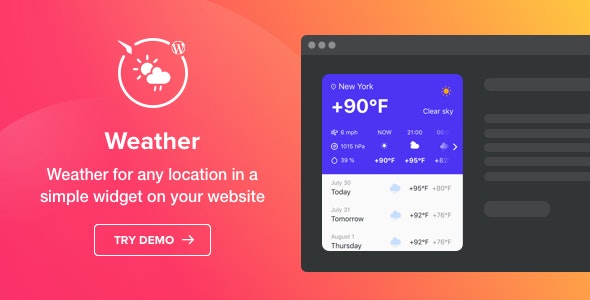 Weather Forecast v1.3.1（已汉化） – WordPress 天气插件插图