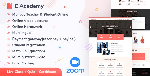 E- Academy v1.2 – 在线学习管理系统和直播课程