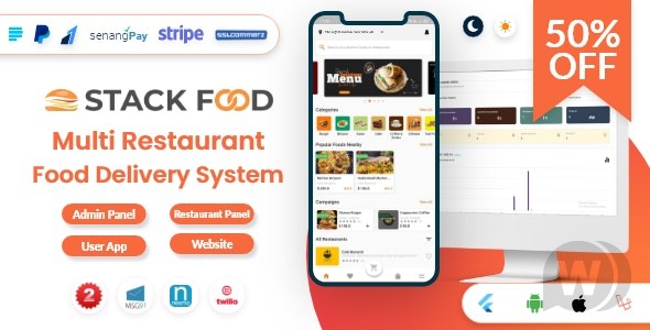 StackFood Multi Restaurant v7.8.0破解版（已汉化） - 带有 Laravel 管理面板和餐厅面板的食品配送应用程序插图