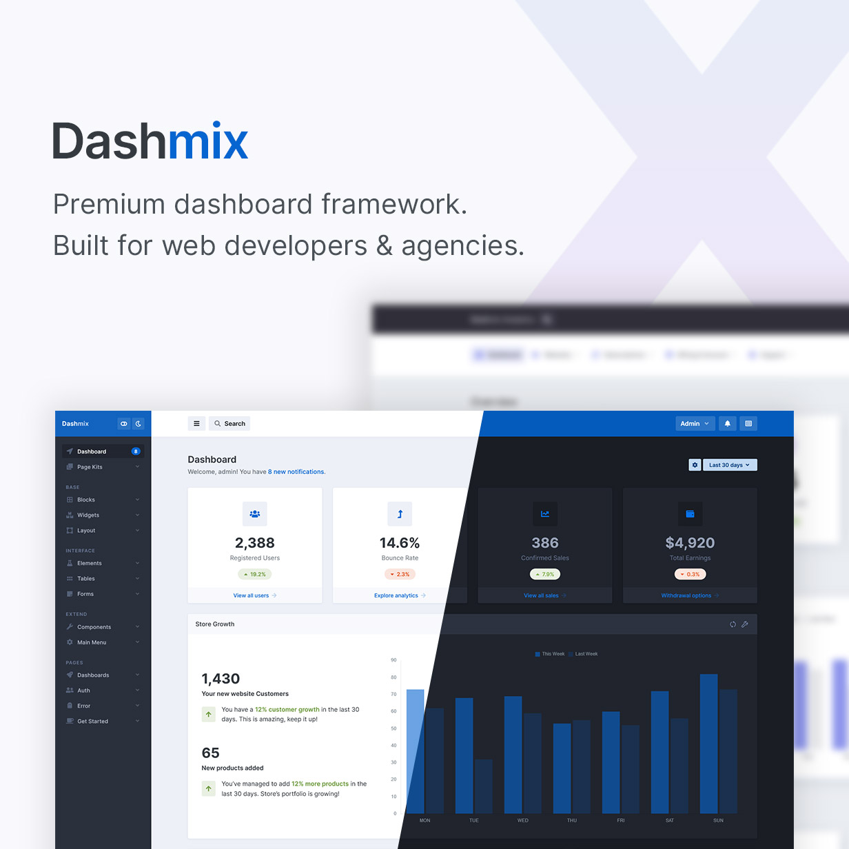 Dashmix v5.9 - Bootstrap 5 管理仪表板模板和 Laravel 8 入门套件插图(2)