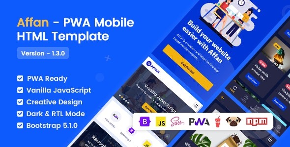 Affan v1.3 - PWA 移动 HTML 模板