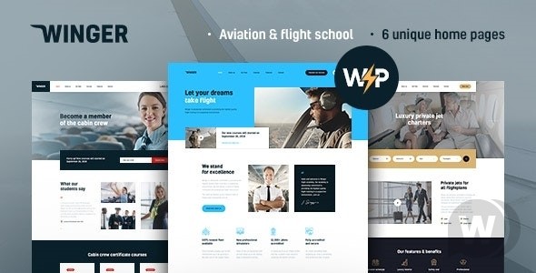 Winger v1.0.9 - 航空和飞行学校 WordPress 主题插图