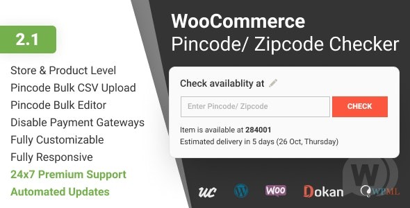 WooCommerce Pincode/ Zipcode Checker v3.2.0（已汉化）插图