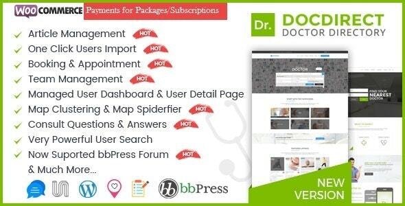 DocDirect v8.1.1 – 医生和医疗保健目录的 WordPress 主题插图