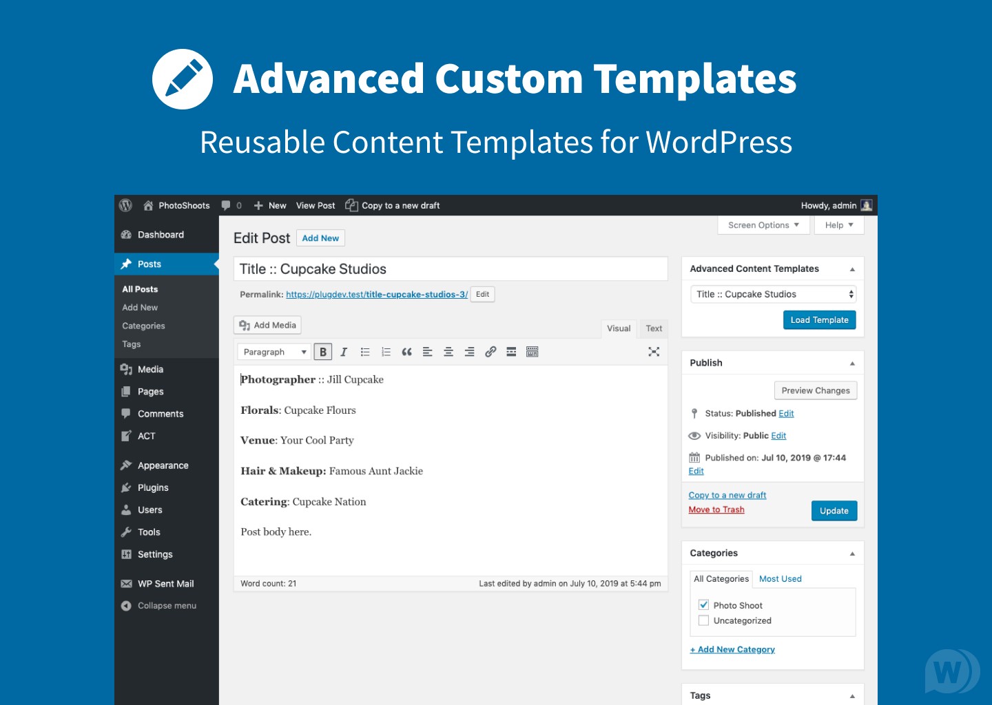 Advanced Content Templates v2.2.2（已汉化） - WordPress内容模板插件