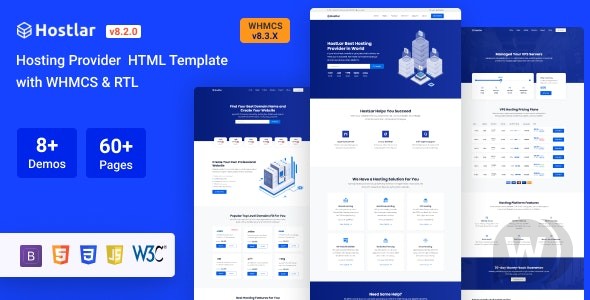 Hostlar v8.2.0 - 带有 WHMCS 的域托管 HTML 模板