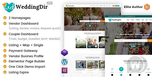 WeddingDir v1.0.0（已汉化） - 目录列表 WordPress 主题插图