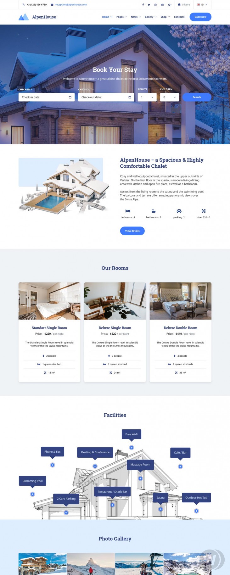 Alpenhouse v1.3.4 - 酒店预订的WordPress主题插图