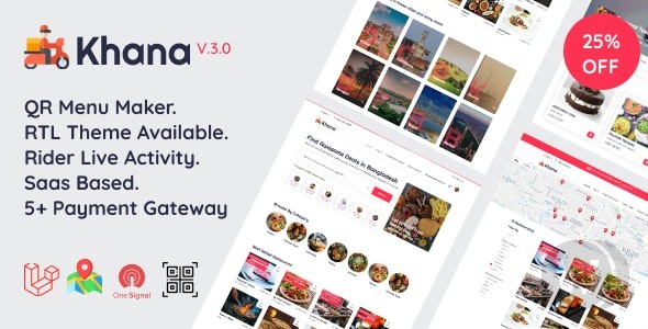 Khana v4.0（已汉化） - 使用 Saas 和 QR Menu Maker 进行多餐厅食品订购、餐厅管理插图