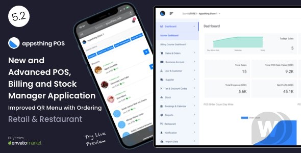 Appsthing POS v6.0 - 多商店零售和餐厅销售点、计费和库存管理器应用程序