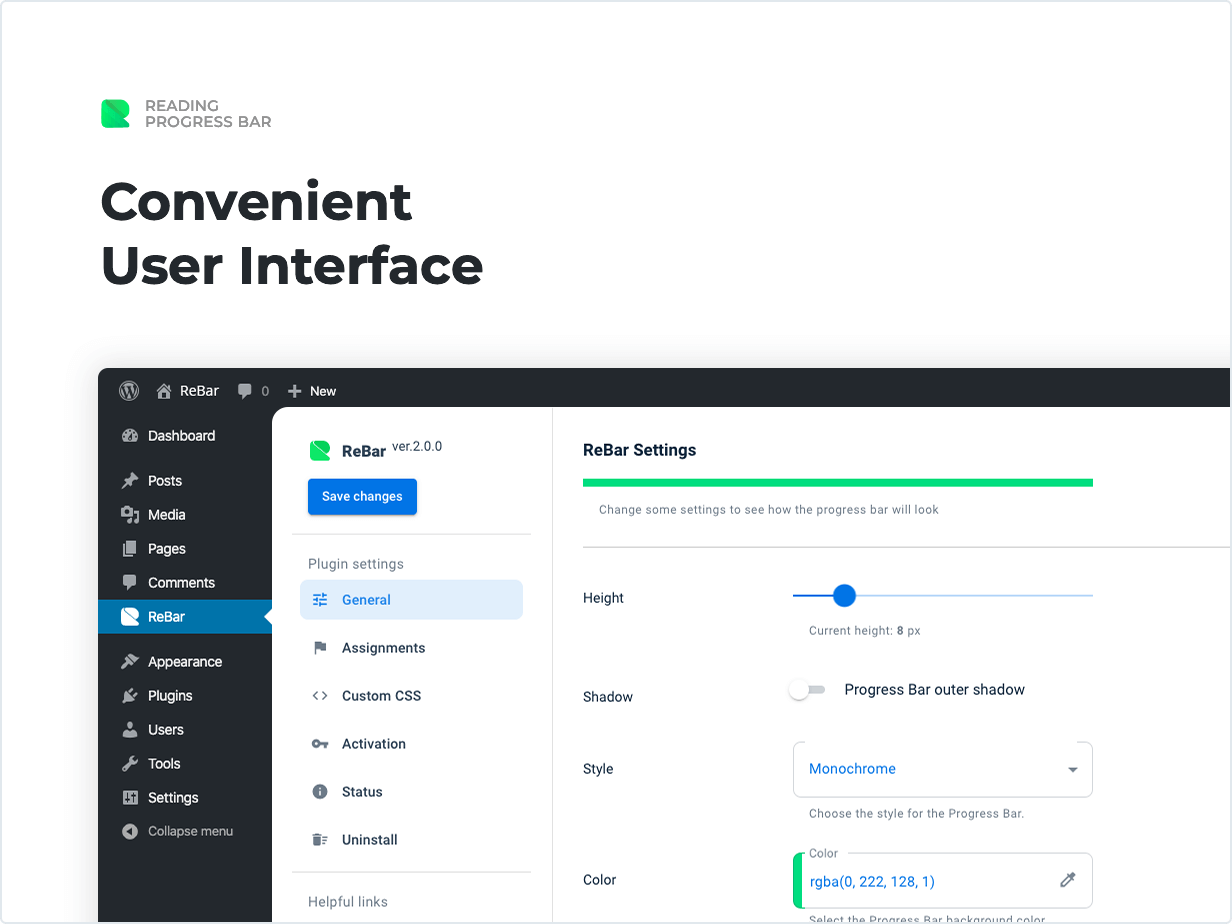 ReBar v2.1.0（已汉化） - WordPress 网站阅读进度条插件插图