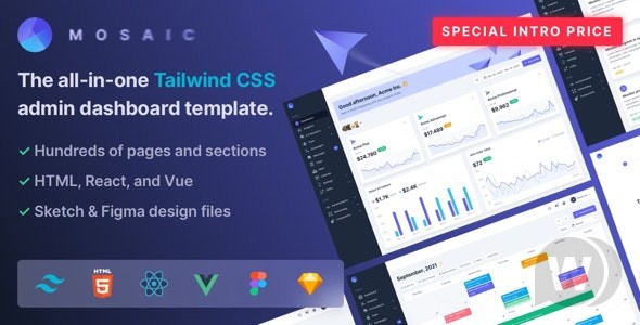 Mosaic v 15 September 2022 - Tailwind CSS 管理仪表板模板插图