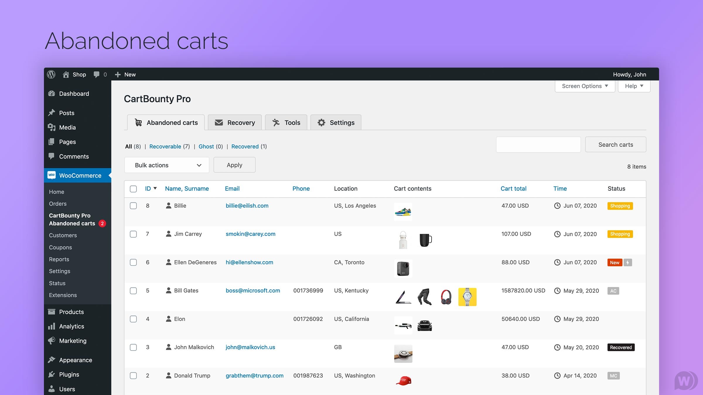 CartBounty Pro v10.0.5.1（已汉化） - WooCommerce 保存和恢复放弃的购物车插图