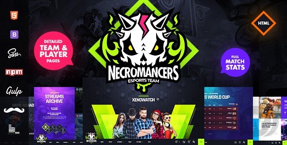 Necromancers v1.5.1 - 电子竞技团队的 HTML 模板插图