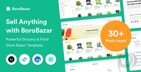 BoroBazar v2.0.0 - 与杂货店和食品店反应电子商务模板插图