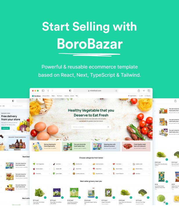 BoroBazar v2.0.0 - 与杂货店和食品店反应电子商务模板插图(1)