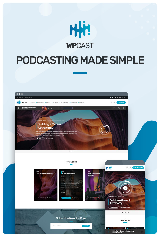 Wpcast v1.4.6（已汉化） –  WordPress音频播客主题插图(1)