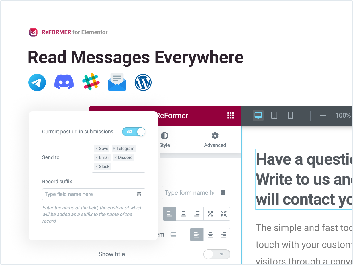 ReFormer v1.0.0 – Elementor 的多渠道联系表插图(1)