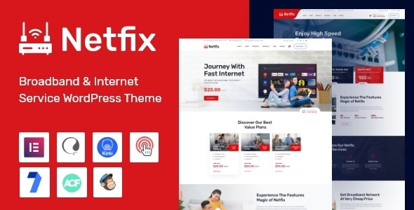 Netfix v1.0.4 - 宽带和互联网服务 WordPress 主题插图