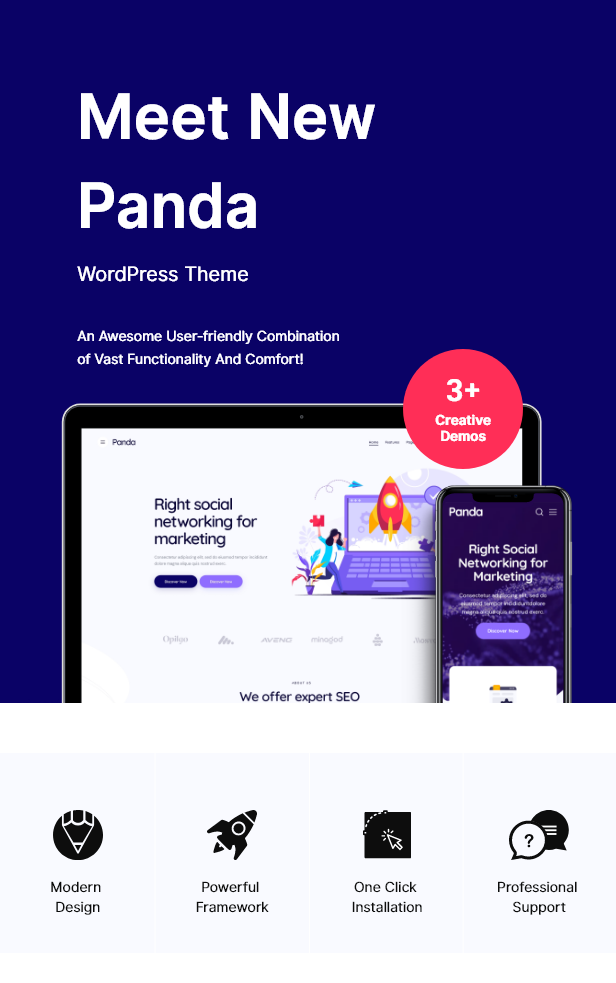 Panda v1.17 - 创意营销机构和 SEO WordPress 主题插图(1)