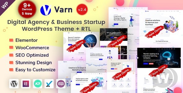 Varn v2.4 - Elementor IT & SEO Agency WordPress 主题插图