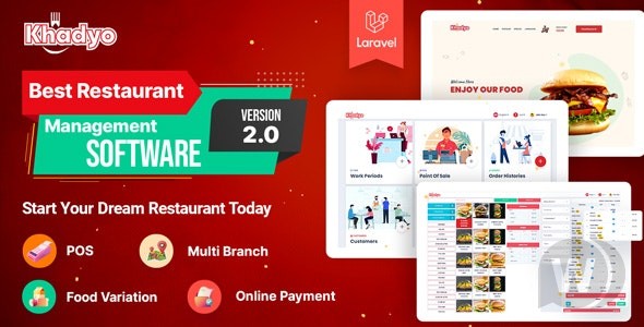 Khadyo Restaurant Software v3.5.0 - 带 POS 的在线食品订购网站