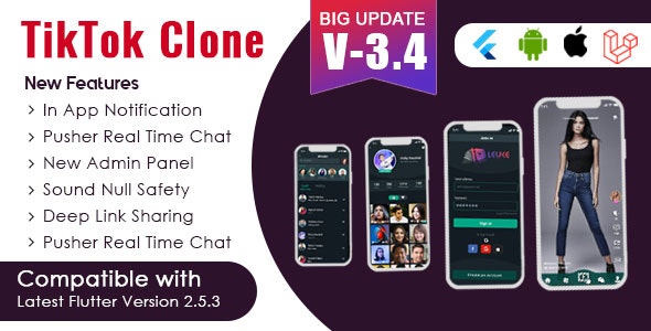 Flutter TikTok Clone v3.4 – 适用于 Android 和 iOS 的 Triller 克隆和短视频流移动应用程序