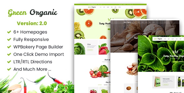Green Organic v2.29 - 有机商店和面包店主题插图